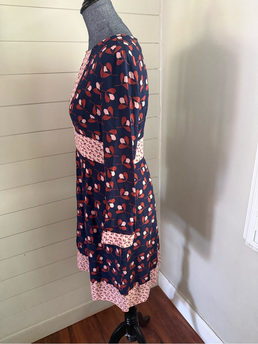 Boden Daisy Conker Midi Dress Floral Print Clover Geo Long Sleeve A-Line - Picture 8 of 12